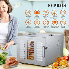 Load image into Gallery viewer, 10 Tray Large Food Dehydrator for Veggies, Fruits, Herbs, Jerky - 24 Hour Timer