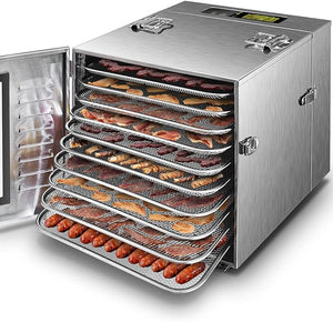 10 Tray Large Food Dehydrator for Veggies, Fruits, Herbs, Jerky - 24 Hour Timer