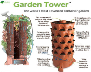 Garden Grow Tower 2 Terra Cotta With Caster Wheel Kit Combo